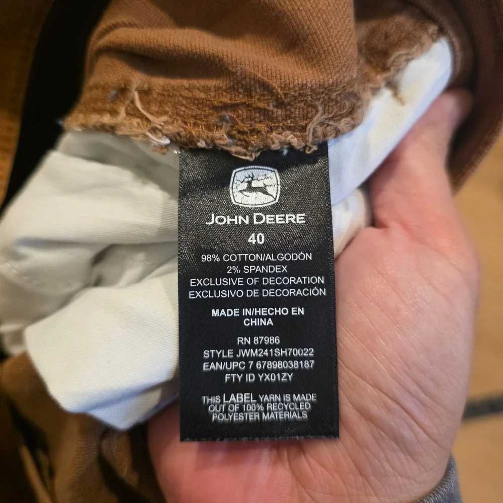 John Deere Mens Brown Relaxed Fit Carpenter Utility Shorts Size 40 Workwear